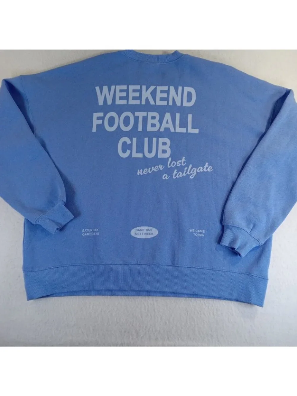 Wild Fable Women's Boxy Oversized Sweatshirt Blue Weekend Football Club Size M - Picture 12 of 14